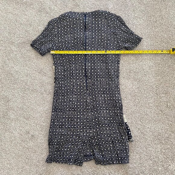 Vintage 90s Stuart Alan Boho Split Hem Geometric Floral Henley Button Dress P6 - Picture 12 of 13